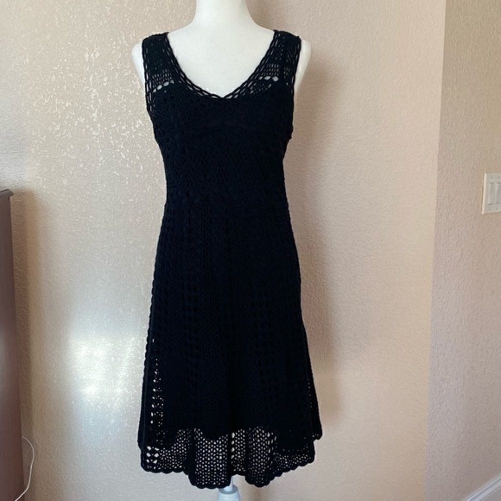 Maggy London Dresses | Sleeveless Crochet Black Dress | Size: L Junior